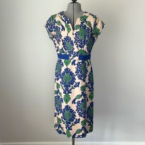 Boden Nantucket Notch Neck Cap Sleeve Tapestry Sheath Dress UK 12L US 8L